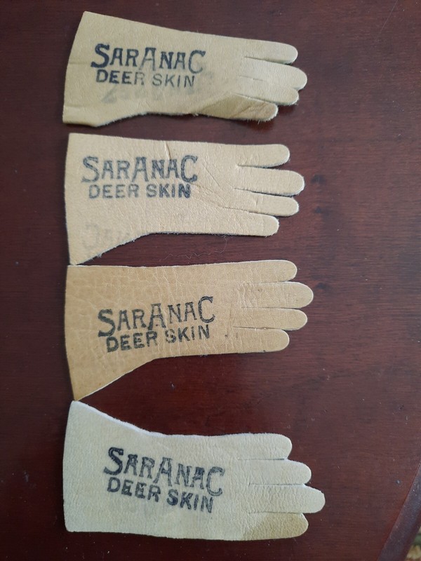 SARANAC Glove Co. Littleton New Hampshire  Deer Skin Glove Samples 1940s 4 total