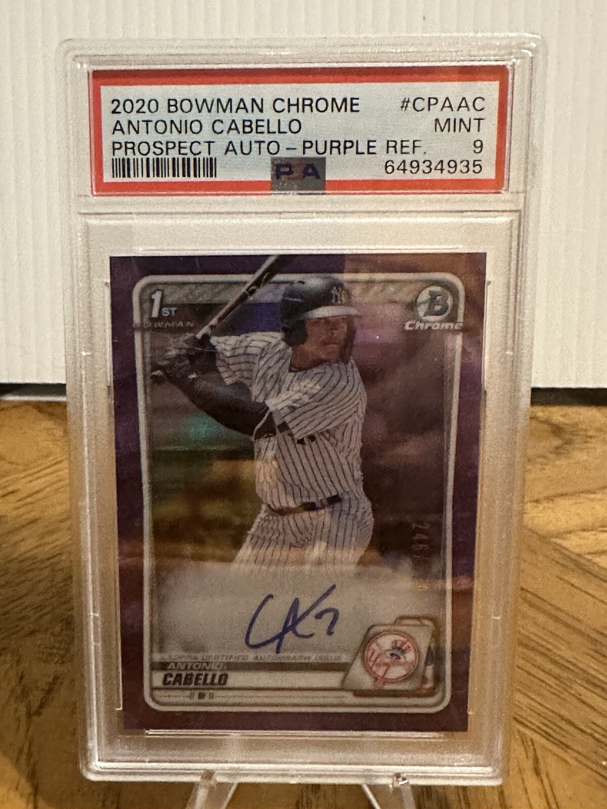 2020 Bowman Chrome #CPA-AC Antonio Cabello Purple Refractor Auto 246/250 PSA 9