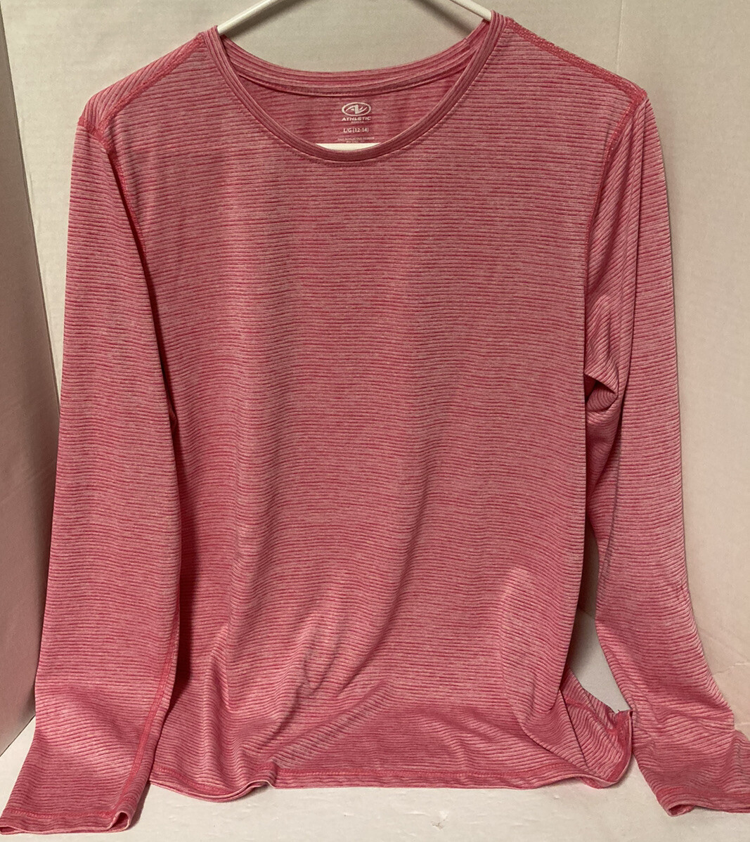 Athletic Works Women’s Shirt Size L Pink Long Sleeve Striped Activewear