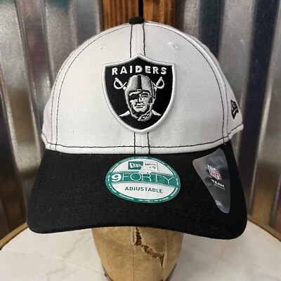 LAS VEGAS RAIDERS - 9FORTY Black & White NFL New Era Snapback Hat - NEW