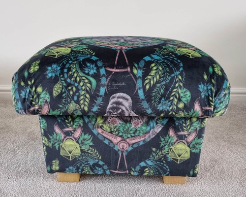 Emma J Shipley Orla Kiely Fabric Storage Footstool Pouffe Footstall Extinct Blue - Picture 148 of 148