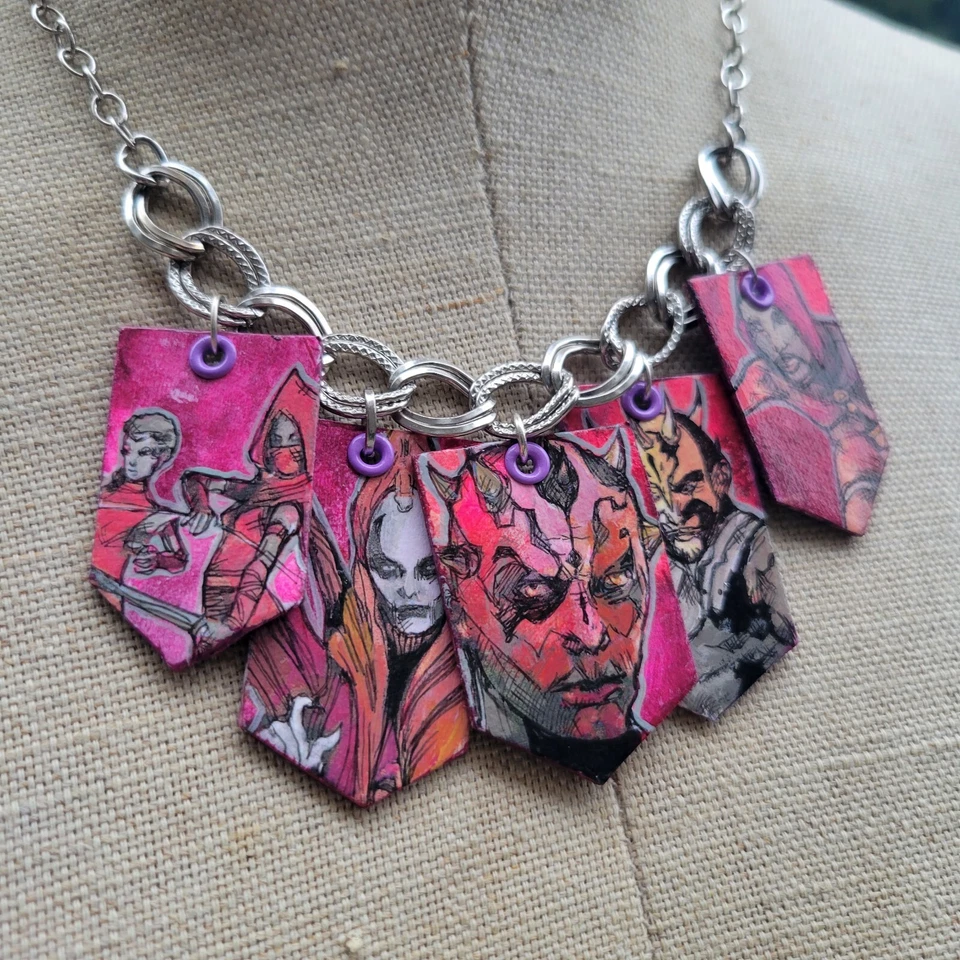 Star Wars DATHOMIR Silver Charm Necklace Asajj Talzin Opress Darth Maul - Image 3 of 4