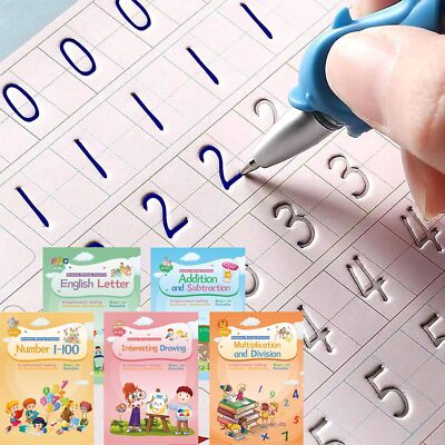 Handwriting Practice Copybooks - Reusable Magic Pen Grooved Templates for Kids