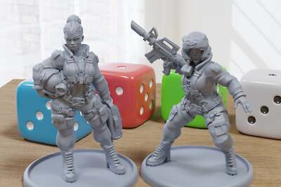 Imperial Pilot Babes - 3D Printed Proxy Minifigures for Sci-fi Miniature Tableto