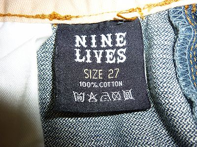 New Nine Lives Designer Distressed Denim Leather & Studs New Nine Lives Designer Distressed Denim Leather & Studs