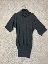 Bebe Cowl Neck Cashmere Sweater Dress Tunic Womens Small Gray Quiet Luxury