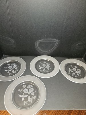 4 Frosted Glass Etched Plates 8  Hummingbird Desing