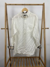 VTG Burberry London Nova Check Linen Button Down Long Sleeve Shirt Size 42