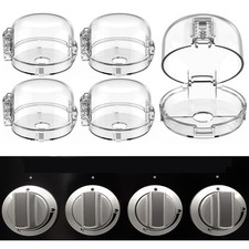 Stove Knob Safety Covers Gas Oven Child Proof Lock Clear - Pack of 5 2.4" max 