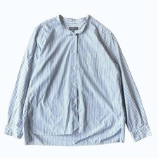 MARGARET HOWELL MHL. Cotton Stripe Band Collar Shirt Size 3 Japanese Natural