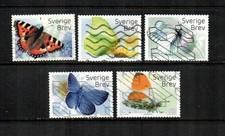 SWEDEN Scott s 2795a-e ( 5v ) Butterflies F/VF Used ( 2017 )