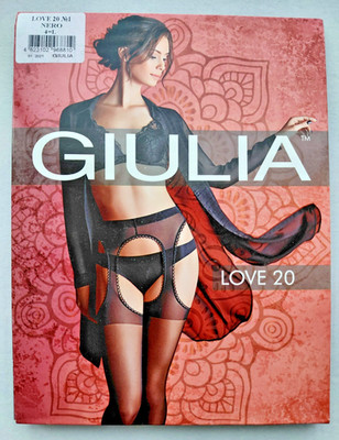Giulia Love 20 Model 1 Nero 4=L Damen Strumpfhose offen 20 den Vintage OVP