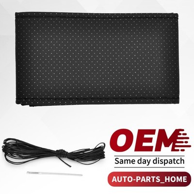 DIY Car Stitch PU Leather Steering Wheel Cover Needle+Thread Anti-slip M Black