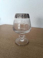 Murano Medici Likörglas Bleikristall Platinrand Ätzdekor Vintage