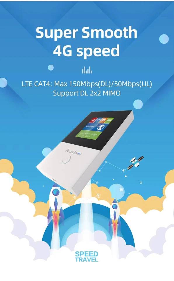 Karbor 2100mAh LCD Display 4G LTE Wifi Hotspot Modem Router 4g Outdoor Router - Image 4 of 4