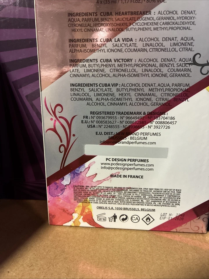 CUBA para mujer Quad 1 paquete de 4 1,17 fl oz / 35 ml, nuevo sin abrir Foto 3 de 4