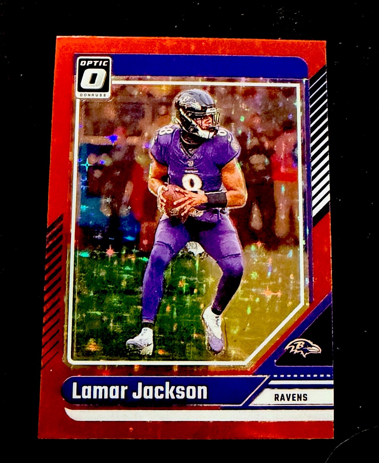 2024 Panini Donruss Optic 13 Lamar Jackson Base International Red Stars Prizm SP
