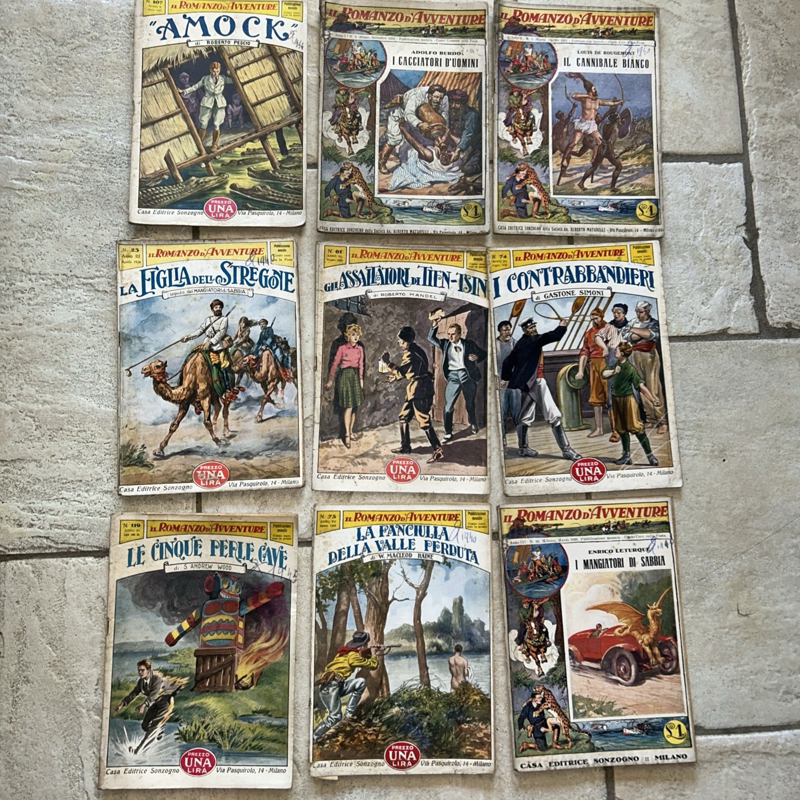 LOTTO DI 9 NUMERI DE “IL ROMANZO D’AVVENTURE” DAL 1924 AL 1934