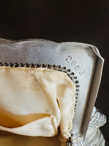 Antique Vintage 1920's Whiting & Davis Silver Mesh Bag Rhinestone Crystal Clasp - Picture 12 of 18