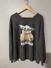Star Wars The Mandalorian Grogu Baby Yoda Sweatshirt Adult Large Gray Disney 