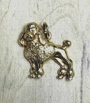 14k, 2,7 Gramm Gelbgold 3-D Pudel Hund Anhänger Charm Vintage