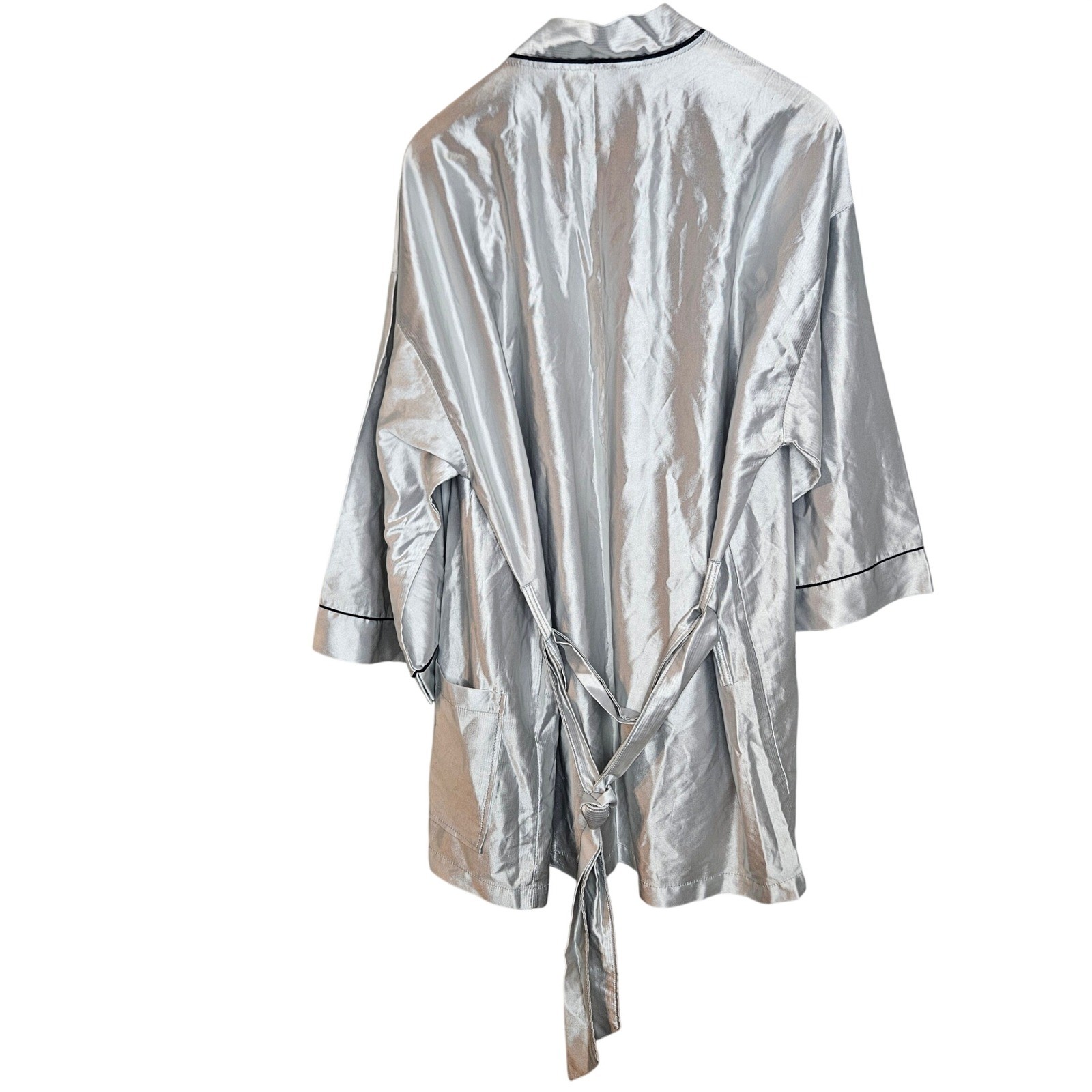 Royal Robe Robe Royal Comfort Vintage Silver Satin Kimono Robe L/XL Made in USA ...
