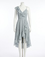 Mac Duggal Metallic Polka Dot Faux Wrap Dress Size 4
