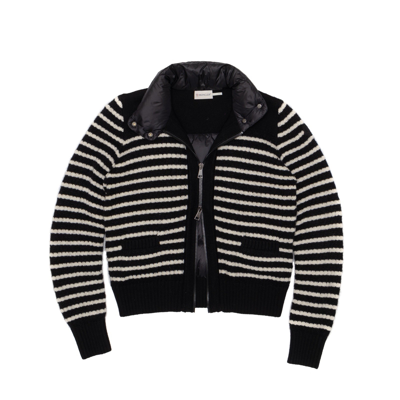 Moncler Striped Wool Down Cardigan Jacket Size XS $1600