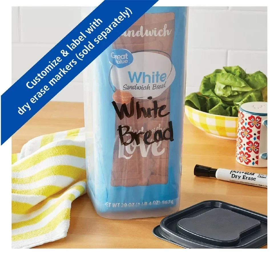 Mainstays Bread Storage Container Durable Plastic Single-Loaf Keeper with Lid - Image 4 of 4