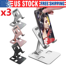 3PCS Universal Adjustable Metal Desk Tabletop Phone iPad Tablet Stand Foldable