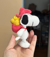 Crochet Snoopy woodstock keychain plushie Amigurumi Stuffed Doll