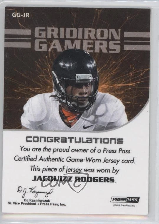 2011 Press Pass Gridiron Gamers Jerseys Holofoil /50 Jacquizz Rodgers Rookie RC - Image 2 of 2
