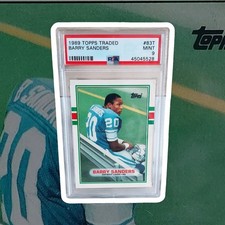 1989 Topps Traded Barry Sanders #83T Rookie Football Card PSA 9 Mint Lions HOF