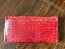 Vintage red Coach signature envelope long wallet
