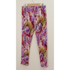 Fleece Beautidul Floral Print Leggings XL/ XXL Elastic Waist Soft Pants / 9152
