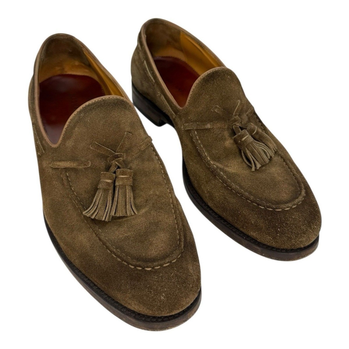 Magnanni Suede Slip On Tassel Loafers Shoes Brown - Mens US 
