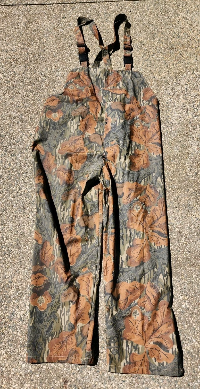 Vintage Mossy Oak Rain Bib Overalls Mens XL Full Foliage Camo USA Hunting