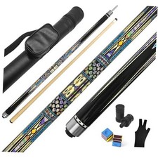 2-Piece Canadian Maple Pool Cue Stick with Portable Hard Case Blue-20 oz