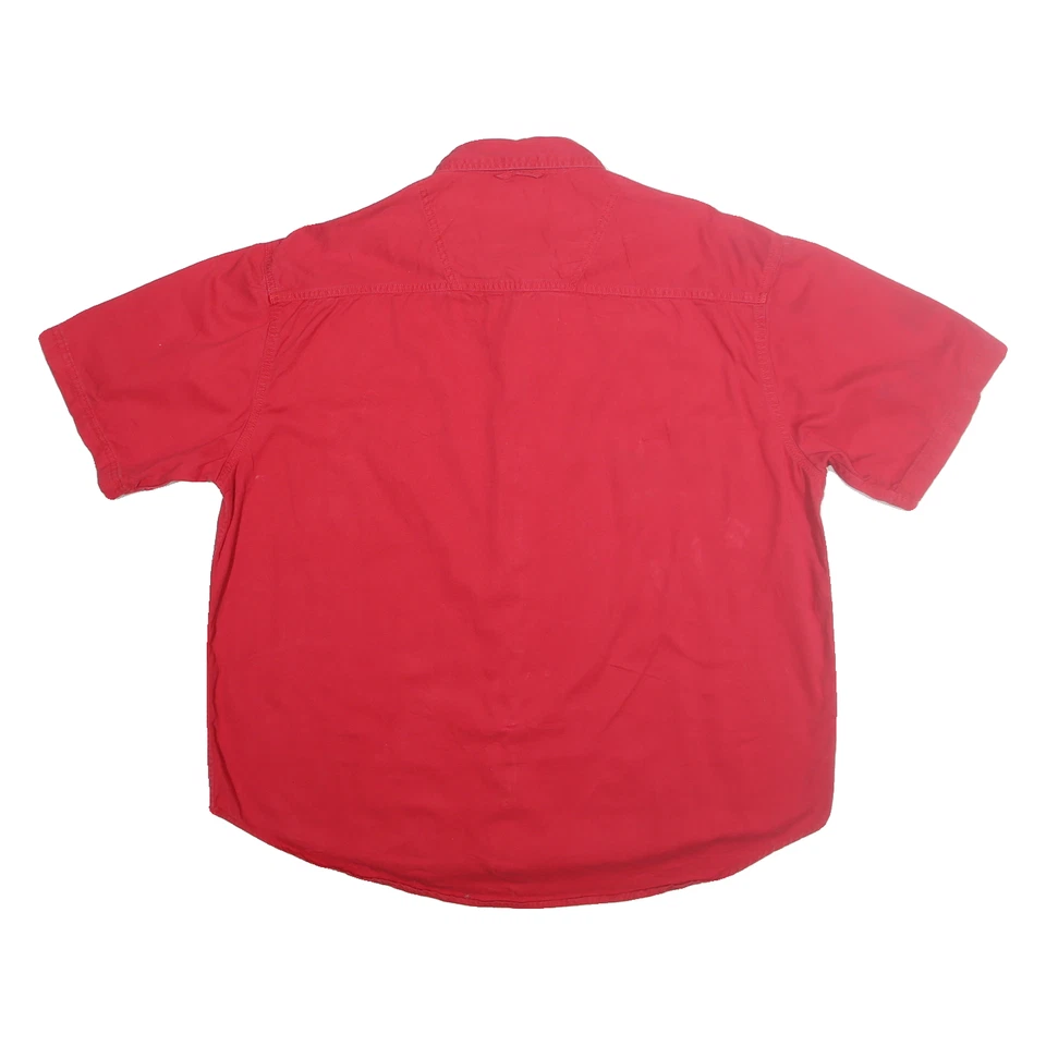 ULTRA CLUB Hommes Coton Rouge Chemise Manche Courte XL Bouton Décontracté Avant - Photo 3/4