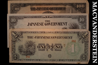 Japanese Occupation Currency Three Assorted Notes No Reserve #CR228