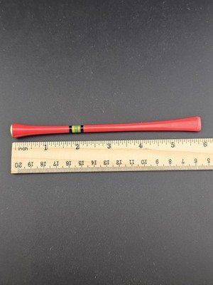 Vintage Art Deco rotes Bakelit Zigarettenetui Intarsien grün gelbes Band 6'' B6