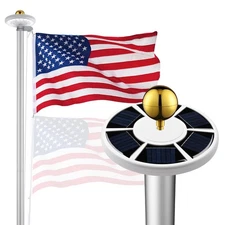 Bravery 20 Ft Sectional Flag Pole Kit with 26 LED Solar Light US Flag Gold Ball