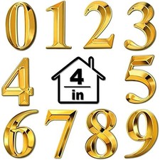 10 Pcs House Numbers 3D Door Mailbox Numbers 0-9 Self 4 x 2.5 Inches Gold