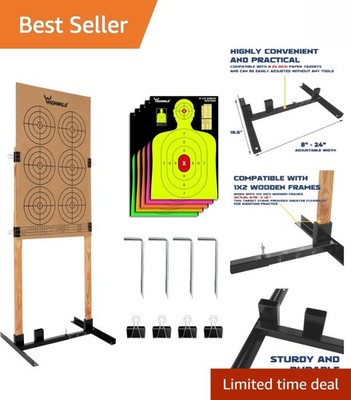 Heavy-Duty Adjustable Target Stand Base with Clips - Perfect for Shooting Ranges