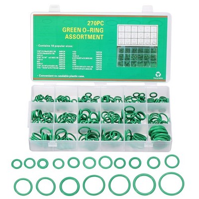 Nitrile Rubber O-Ring Assortment Kit, 270pcs Seal Gasket Set, Green