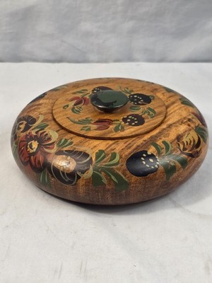 VTG Hand Painted Wooden Trinket Box Hindeloopen Scandinavian Dutch Folk Art  151
