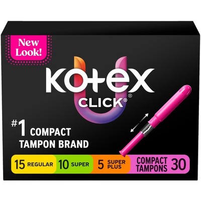 Tampons Multipack Regular Super Plus Unscented 30 Count U by Kotex Click Compact