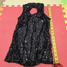 Balera Sequin Dance Costume Leotard Dress Black Girls Size Intermediate Child IC