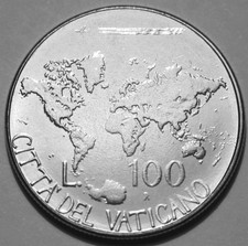 Vatican City 100 Lire Coin 1985 R KM# 188 Pope John Paul II Papal Trips Hundred