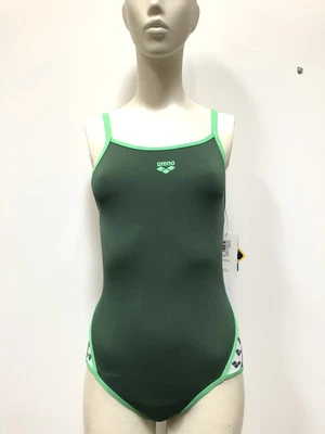 Arena Damen Badeanzug Schwimmanzug TEAM STRIPE SUPER FLY BACK, Grün, DE 36